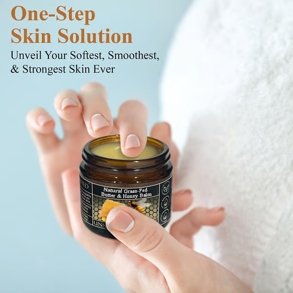 Natural Grass-Fed Butter & Honey Balm- Handmade All-Natural Moisturizer for Soft, Smooth, Radiant Skin