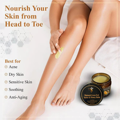 Natural Grass-Fed Butter & Honey Balm- Handmade All-Natural Moisturizer for Soft, Smooth, Radiant Skin