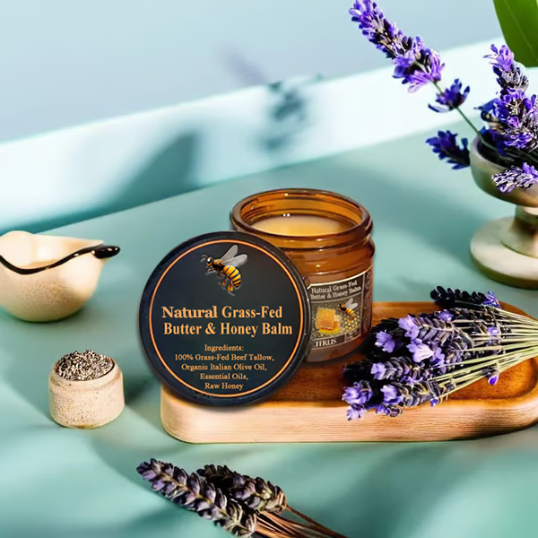Natural Grass-Fed Butter & Honey Balm- Handmade All-Natural Moisturizer for Soft, Smooth, Radiant Skin