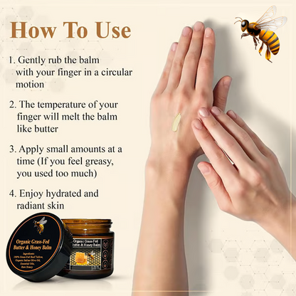Natural Grass-Fed Butter & Honey Balm- Handmade All-Natural Moisturizer for Soft, Smooth, Radiant Skin
